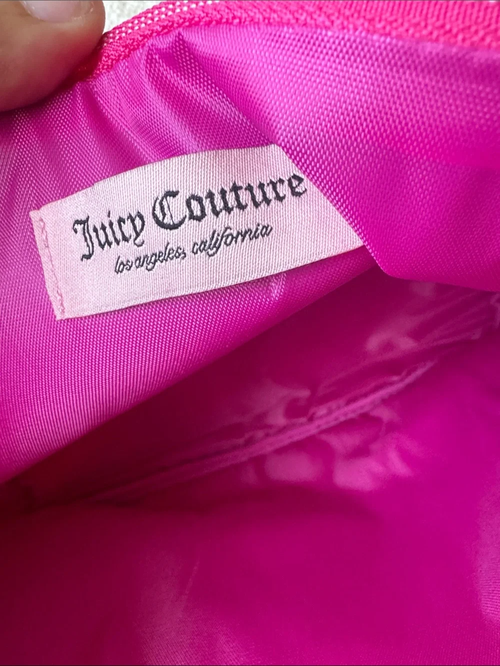 Juicy Couture Pink Soft Velvet Large Cosmetic Bag Travel Girlie Coquette NEW